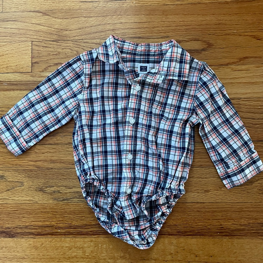 Janie & Jack 3-6mo boys button up bodysuit